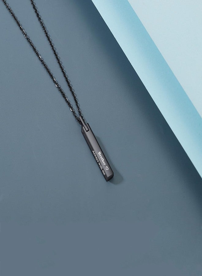RIPFEVURN Bar Cremation Urn Necklaces for Ashes for Women Men Cube Stainless Steel Cremation Jewelry Human Ashes Holder Memorial Keepsake Pendant(Brother) - Image 3